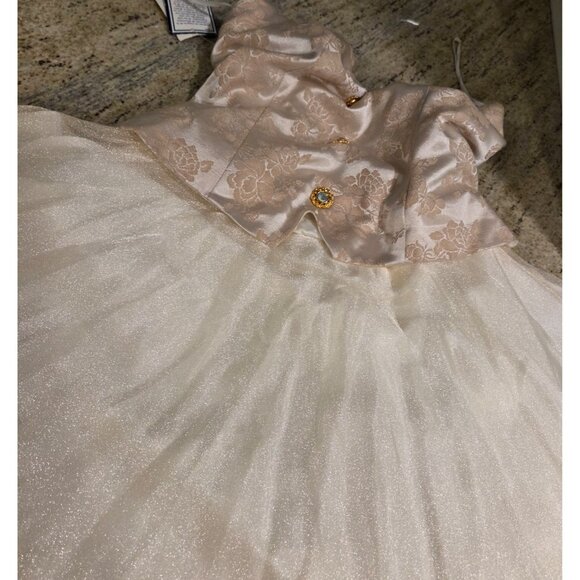 New! Te Rez New York Vintage Champagne Brocade Tull Formal Dress Size 10 Halter - Picture 8 of 16